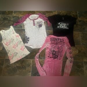 Pink and White Graphic Adult Shirts